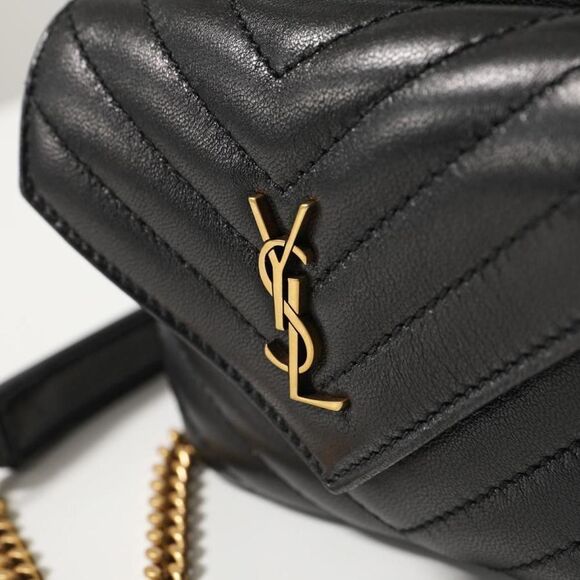 Saint Laurent Shoulder Bag Joe Mini Bucket Bag Metal Logo Chain Quilted Bag - Picture 4 of 4